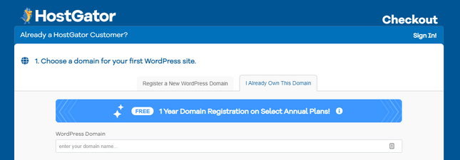hostgator setup domain name already registered