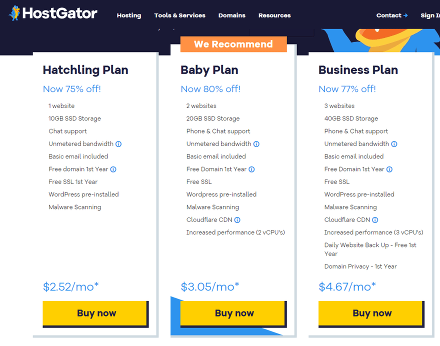 HostGator shared hosting prices HostGator shared hosting plans