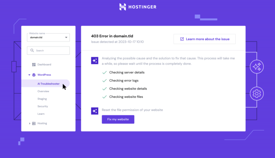 Hostinger AI WordPress Troubleshooter Hostinger AI WordPress Troubleshooter information