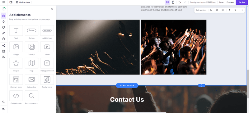 a church website template with pics of crowds reaching for the stage
