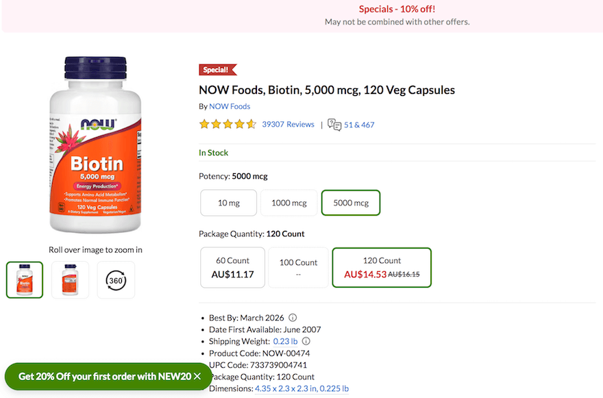 iHerb product page screenshot iHerb product page screenshot