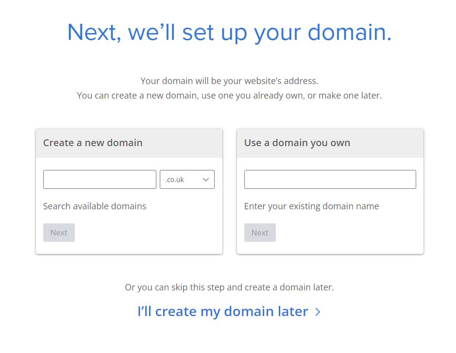 Bluehost domain registration Bluehost domain registration setup with two options in boxes