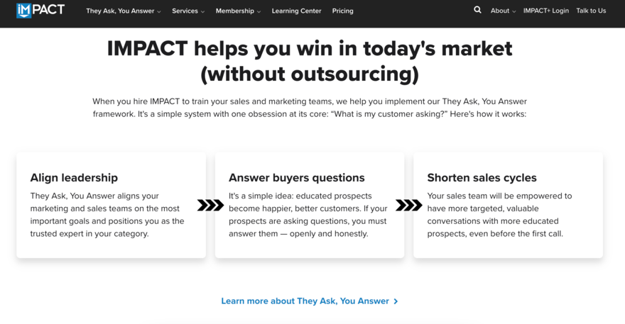 Impact Homepage for Impact Plus website.