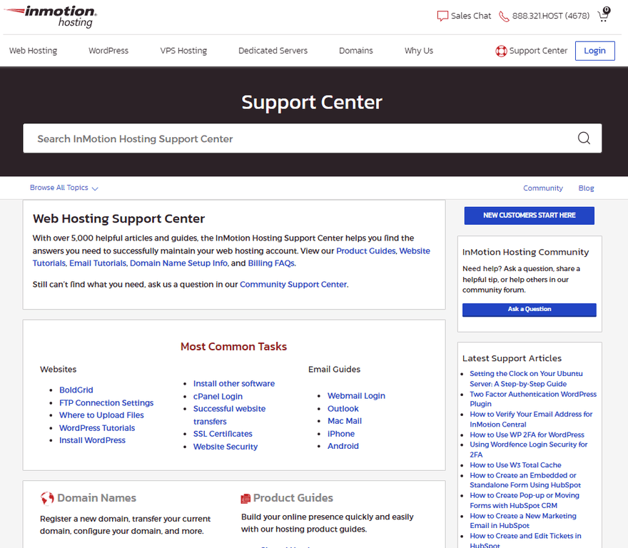 InMotion Support Center The InMotion support center featuring a search bar