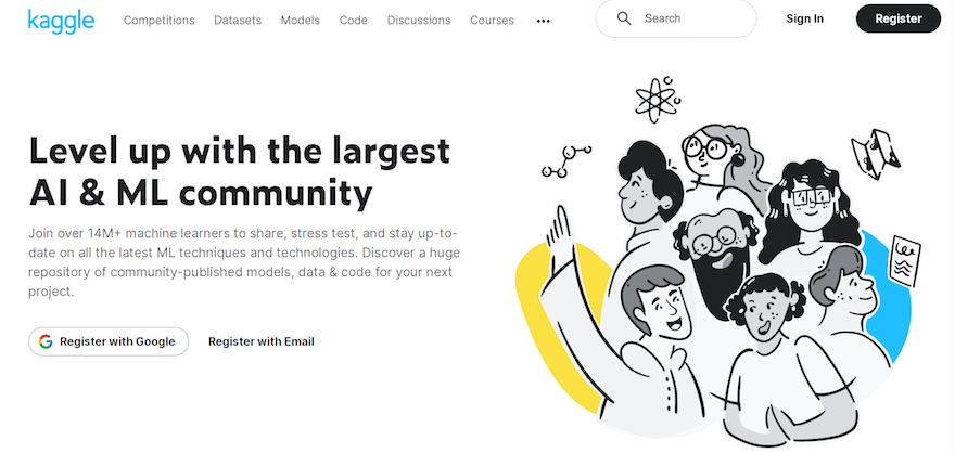 Kaggle website screenshot Kaggle website screenshot