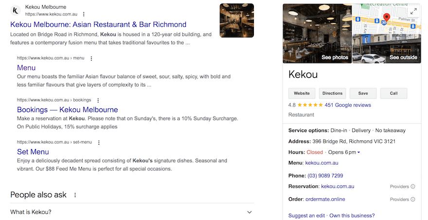 Kekou Google My Business profile screenshot example Kekou Google My Business profile screenshot example
