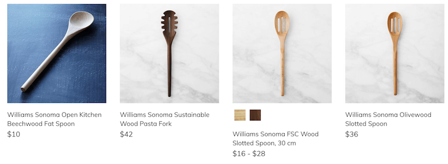 kitchen utensils 4 wooden spoons for sale on Wilson-Sonoma's storefront