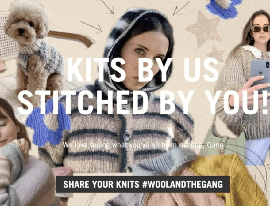 Knits CTA on a webpage for Wool and the Gang