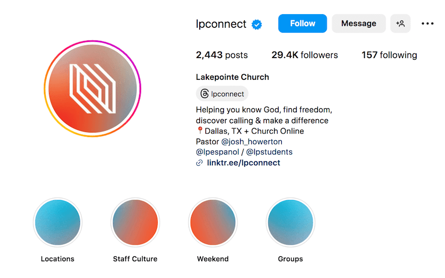 Lakepointe Church Instagram screenshot Lakepointe Church Instagram screenshot