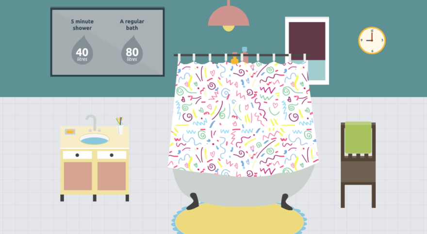 last drop Illustration of someone having a bath.