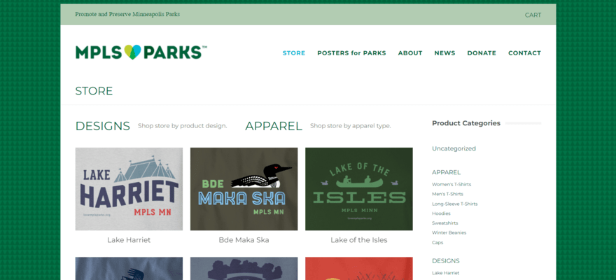 LoveMlpsParks homepage featuring its print on demand products