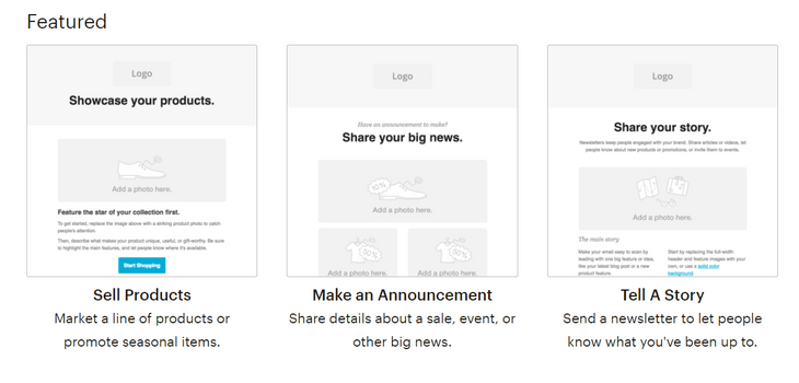 mailchimp layouts template layout options