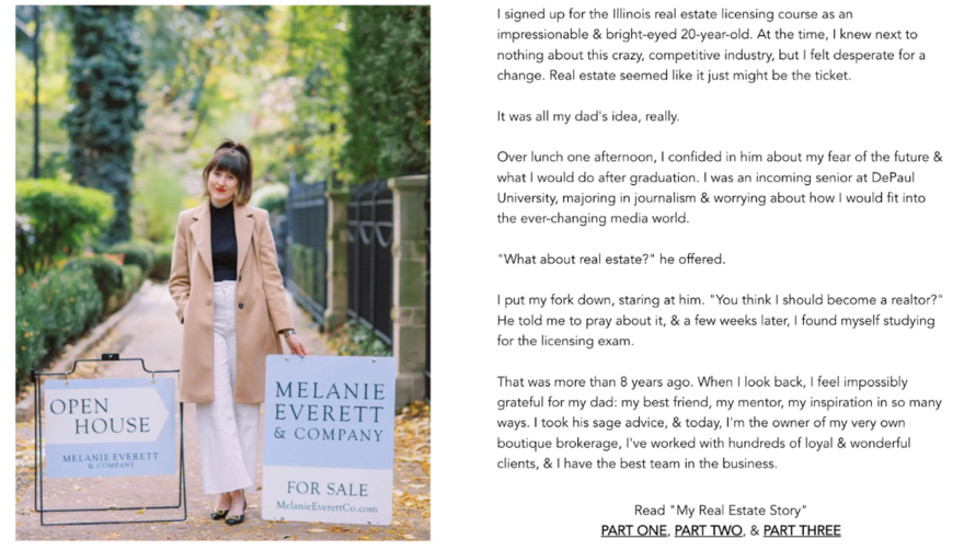 melanie everett A bio page for Melanie Everett's real estate website