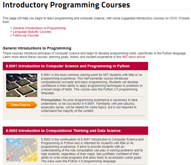 mit opencourseware programming courses