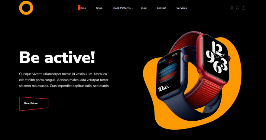 Olymp A new, paid WordPress.com theme with a black background, white text, and bright, bold, orange imagery.