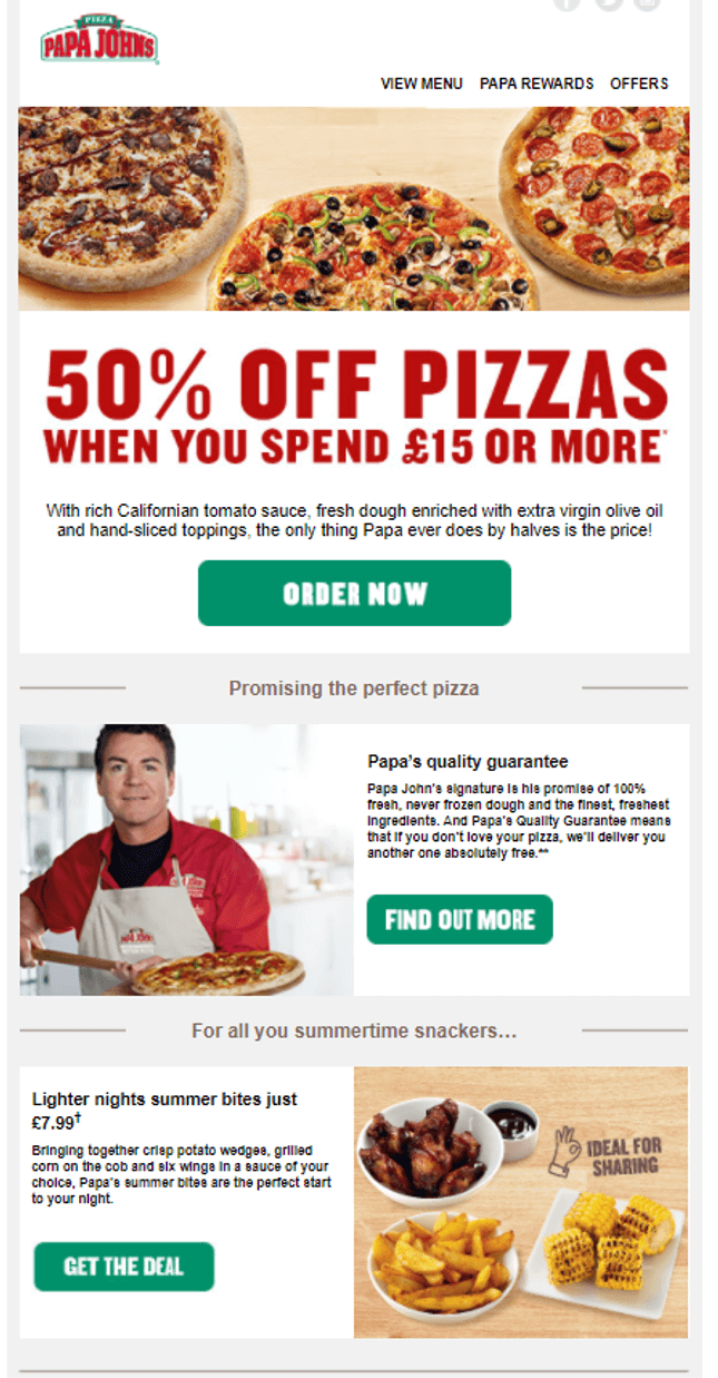 Papa John's Email Example Papa John's Email Example