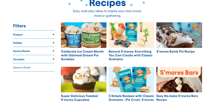 Partake Foods blog showing recipes only