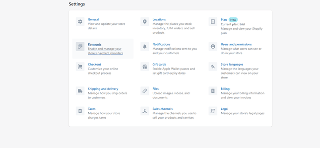 Payments Settings Payments Settings