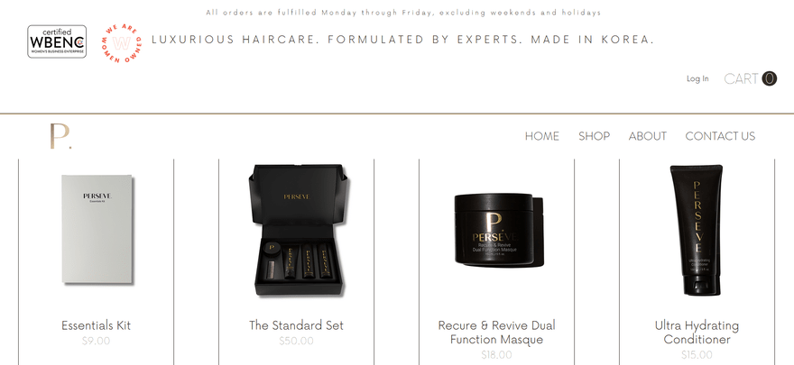 PERSEVE shop Hair product items in an online store.