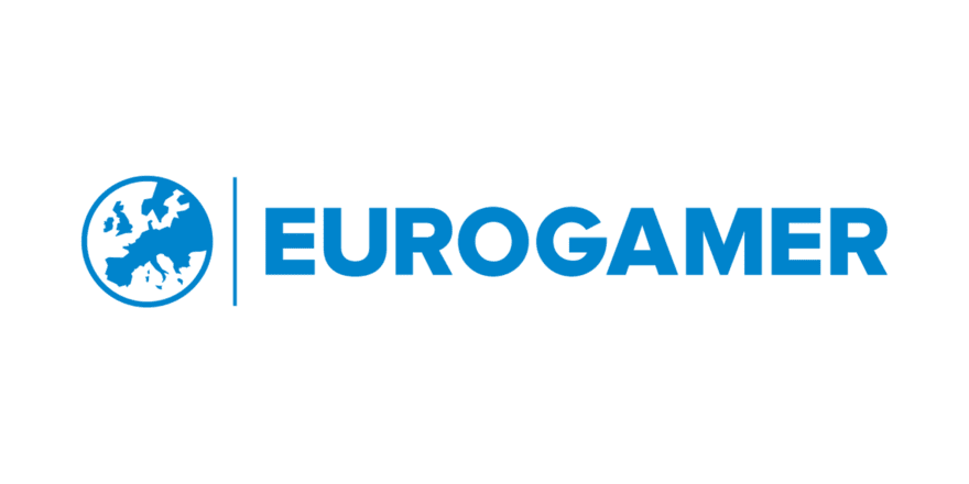 Eurogamer The logo of Eurogamer, featuring a stylised globe with Europe highlighted, adjacent to bold lettering of the brand name.