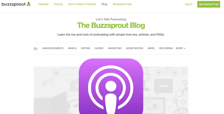 Podcast Podcast being advertised on a blog page