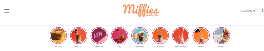 Miffie's website Miffie's website options.