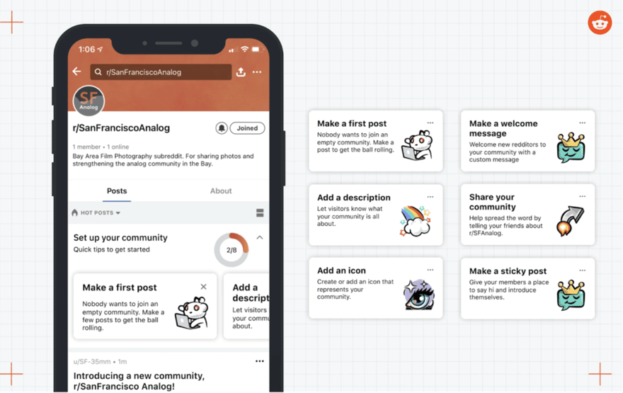 Reddit Image showing how to set up a Reddit account