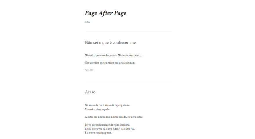 Poema WordPress.com's new Poema theme featuring a white background with delicate white writing on top.