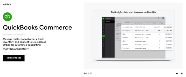 quickbooks commerce squarespace plugin