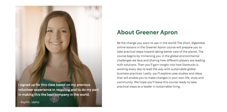 Starbucks' Greener Apron campaign Description of Starbucks' Greener Apron campaign