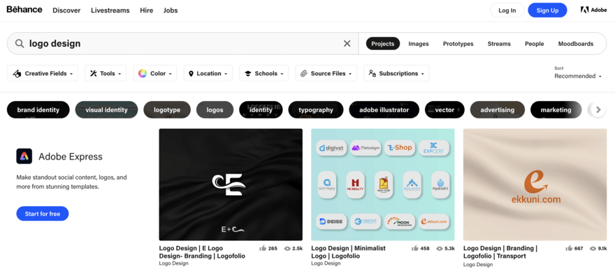 Behance Behance's logo design search with different graphic designers