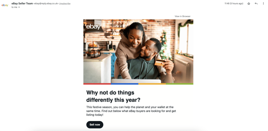 eBay Email from eBay inviting readers to sell with its platform