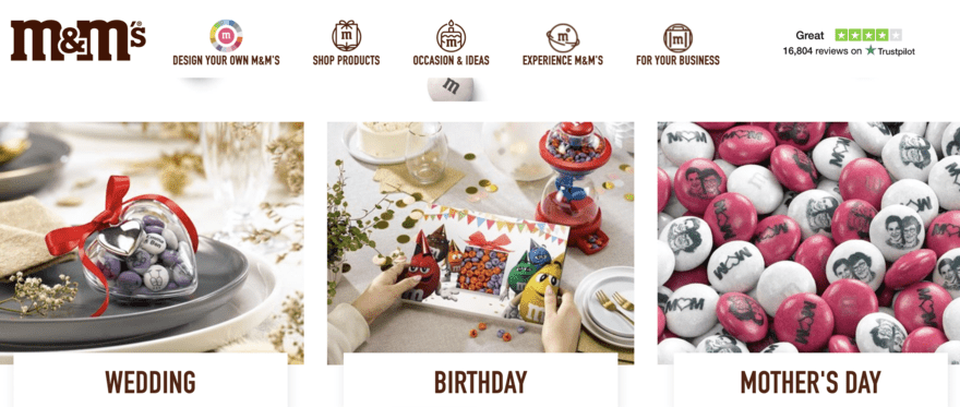 M&M’s M&M’s event categories: Wedding, Birthday, Mother's Day