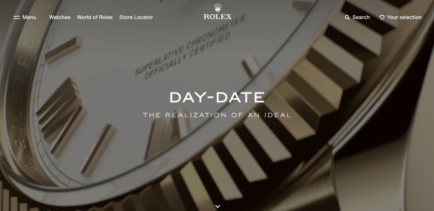 Rolex Rolex homepage text over background video