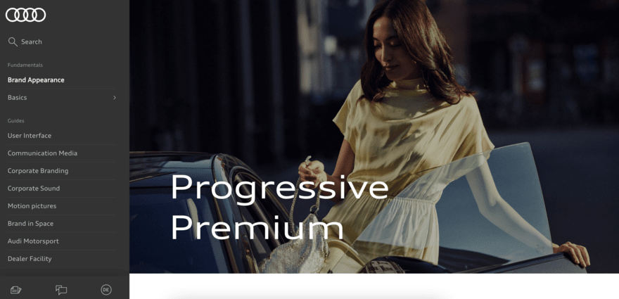 Audi Audi's brand page showing woman getting into a car