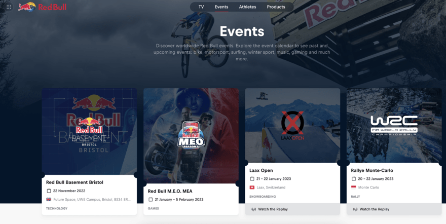 RedBull RedBull events page