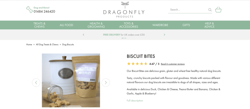 Dragonfly Products Dragonfly Products biscuit bites product page