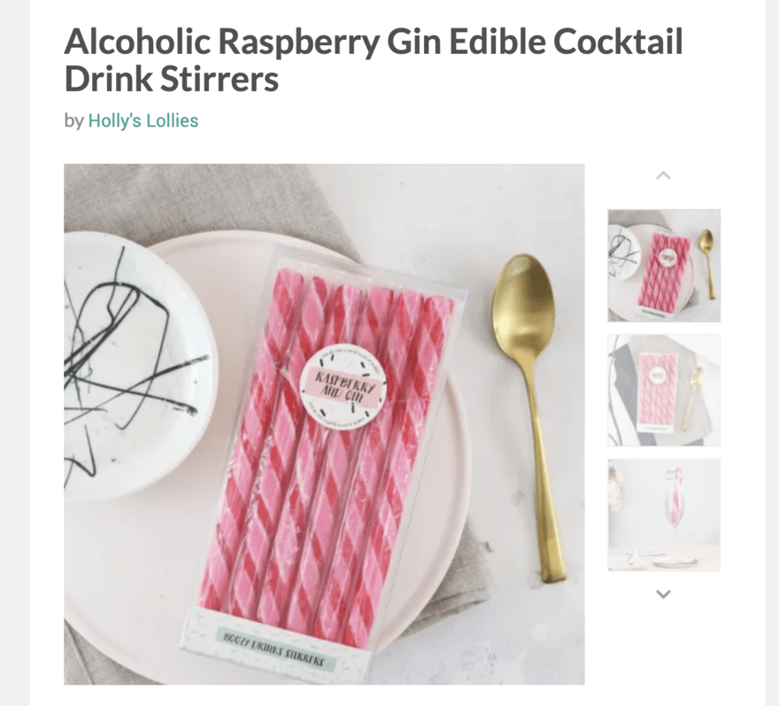 Holly’s Lollies Holly’s Lollies alcoholic raspberry gin edible drink stirrer product gallery