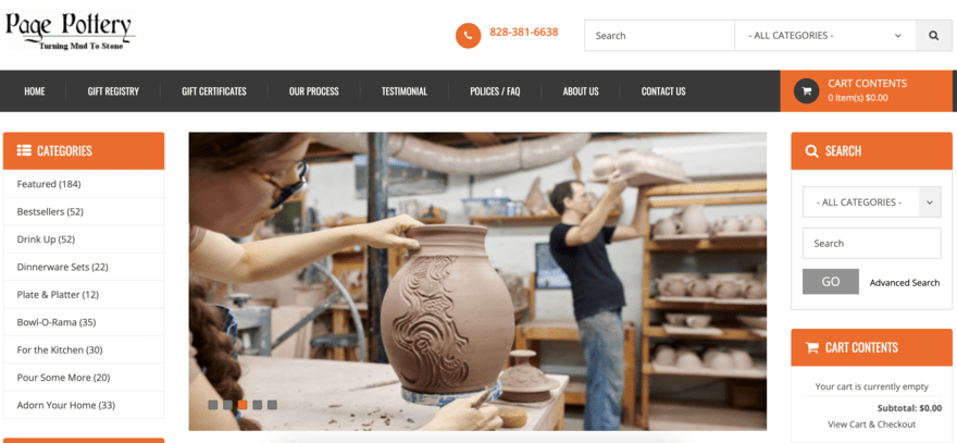 Page Pottery homepage