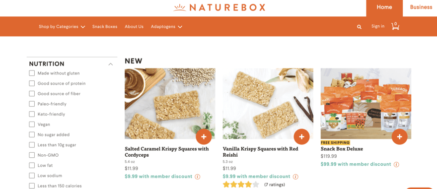 Nature Box product page