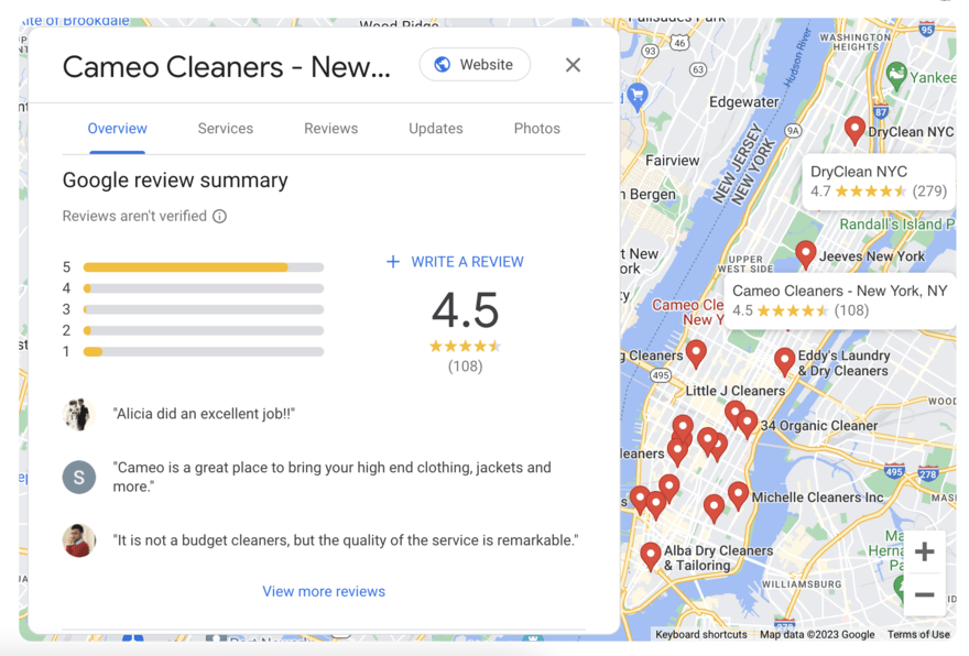 Cameo Cleaners Google Listing