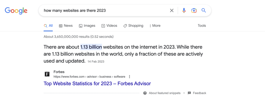 Featured snippet example Featured snippet example