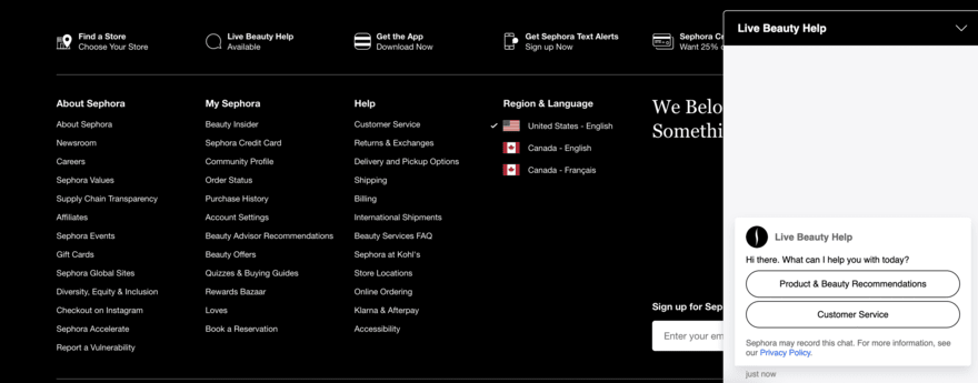 Sephora AI chatbot Sephora AI chatbot