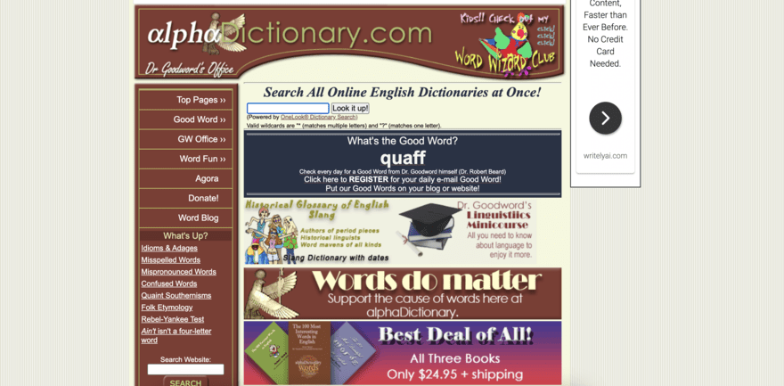 Alpha Dictionary website
