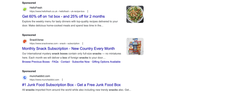 PPC search results page PPC search results page