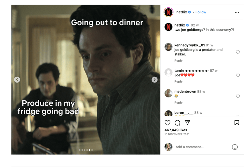 Netflix YOU meme marketing instagram post Netflix YOU meme marketing instagram post