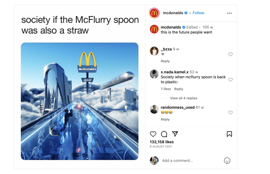 Mcdonalds meme marketing Instagram post.