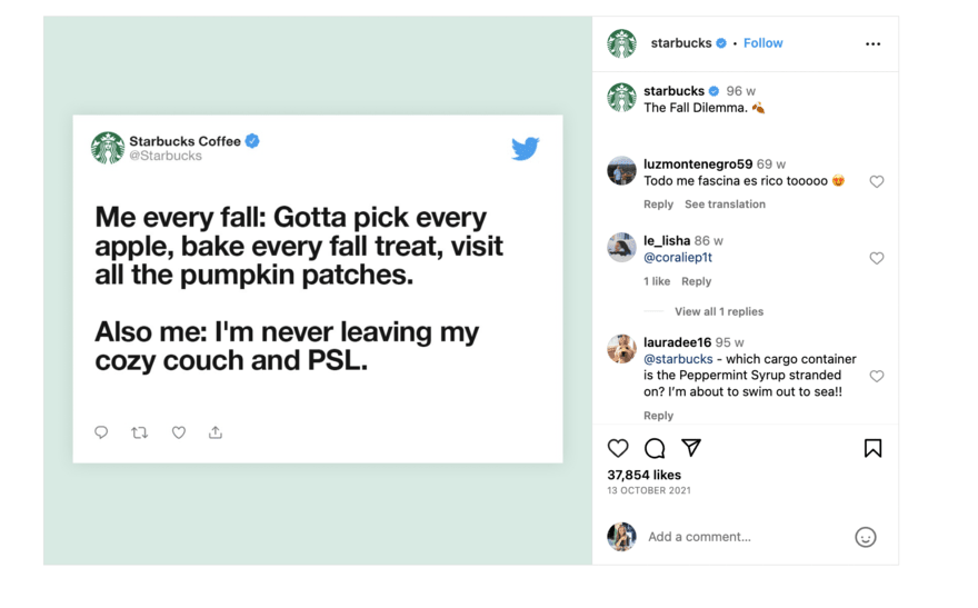 Starbucks meme marketing on Instagram. Starbucks meme marketing on Instagram.