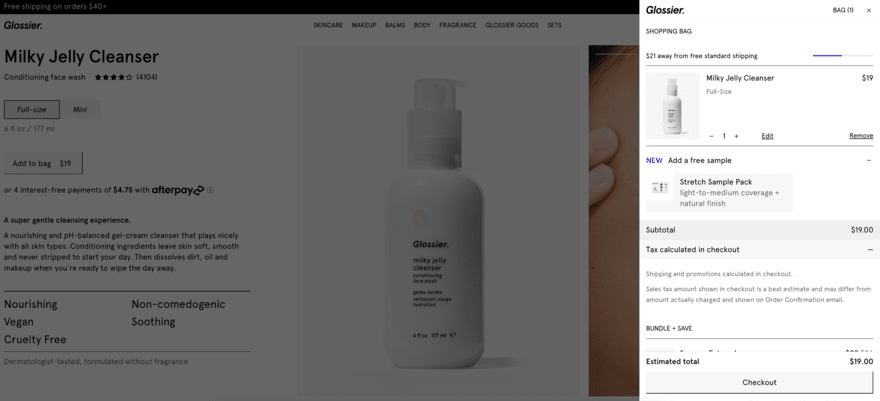 Glossier checkout process Glossier checkout process