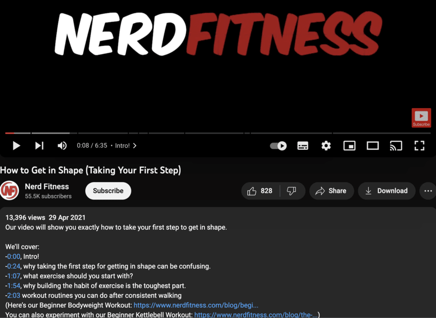 Nerd Fitness YouTube account for Nerd Fitness.